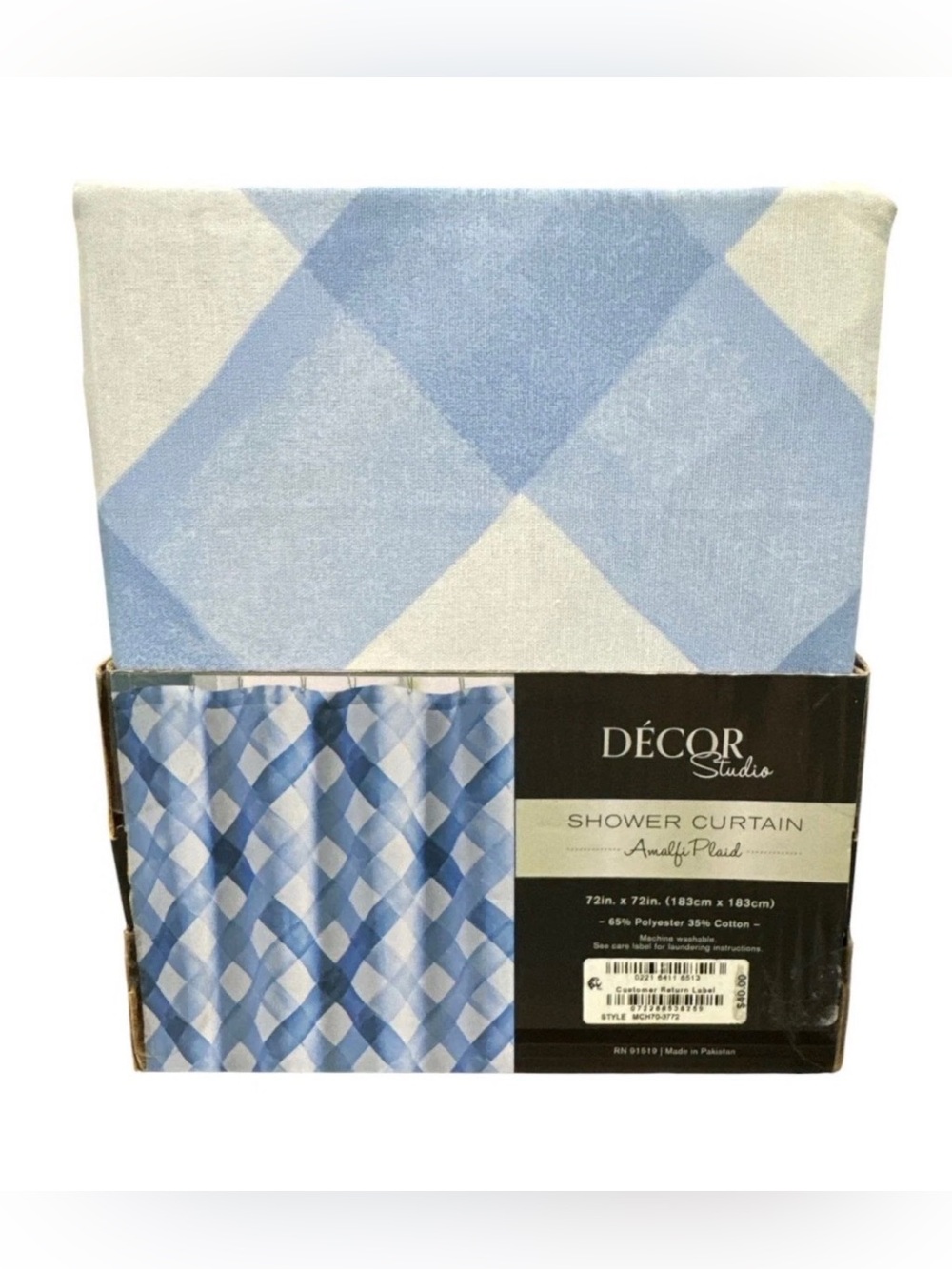 DÉCOR Studio Blue Plaid Shower Curtain